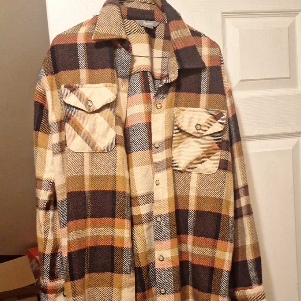 Natural Reflections Plaid Shirt Jacket in Brown, Cream, and Black